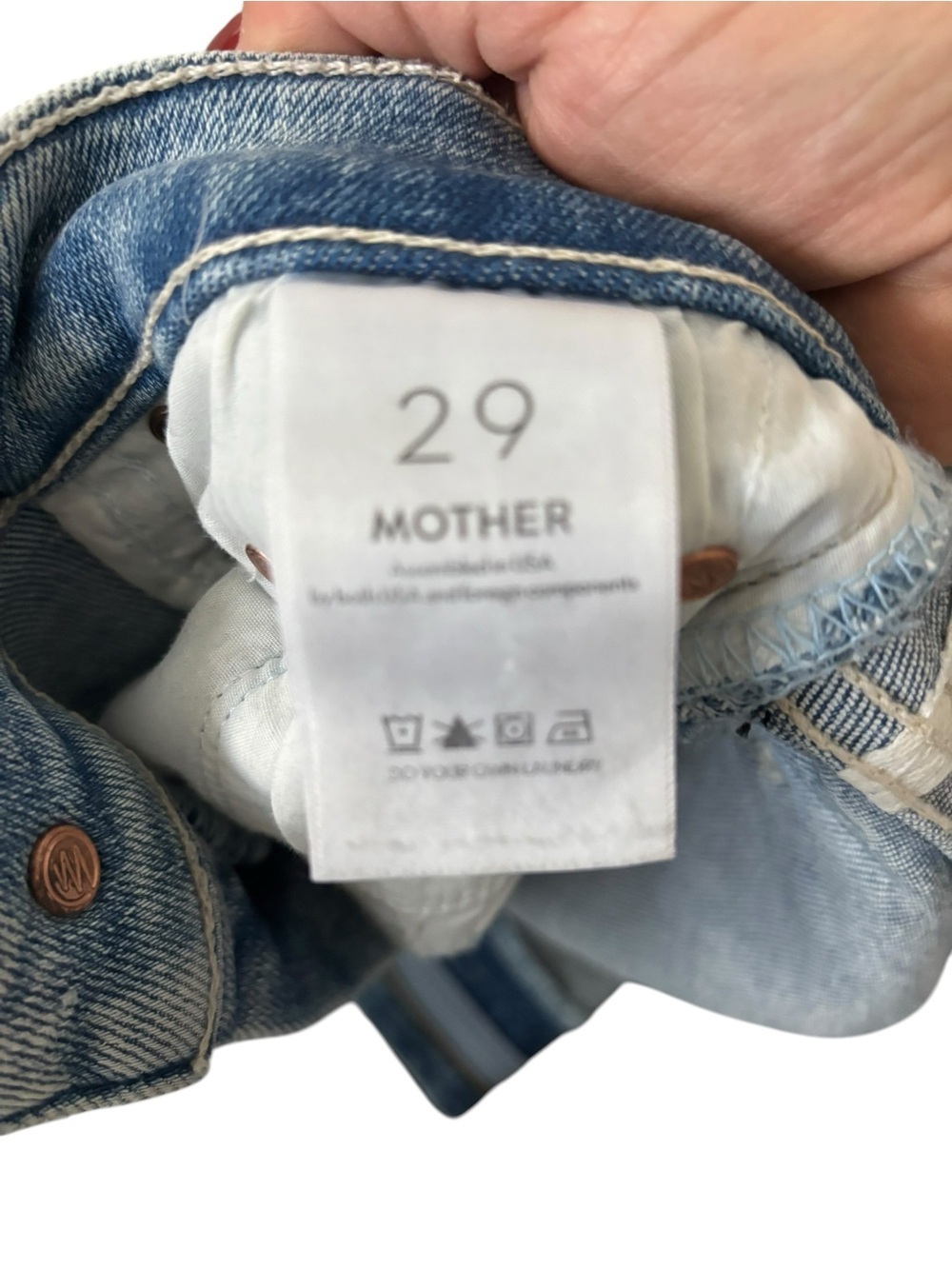 MOTHER Light Blue Distressed Flare Jeans - Picture 4 of 4